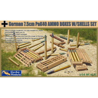 German 7,5cm Pak 40 Ammo Boxes w. Shells Set - Gecko Models 1/16