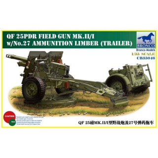 QF 25pdr Field Gun Mk.II/I w. No.27 Ammunition Limber (Trailer) - Bronco 1/35