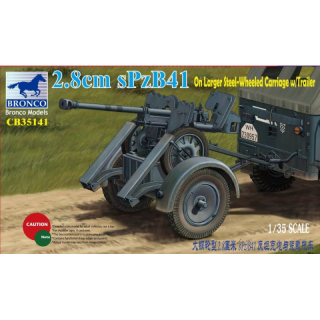 2.8cm sPzB41 on Larger Steel-Wheeled Carriage w. Trailer - Bronco 1/35