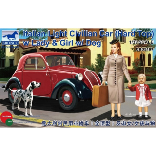 Italian Light Civilian Car (Hard Top) w. Lady & Girl w. Dog - Bronco 1/35