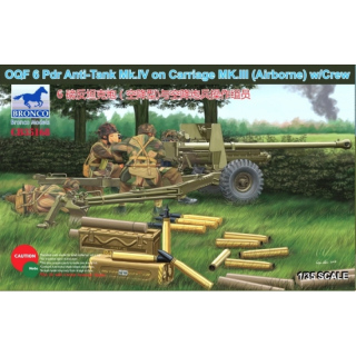 OQF 6 Pdr Anti-Tank Mk.IV on Carriage Mk.III (Airborn) w. Crew - Bronco 1/35