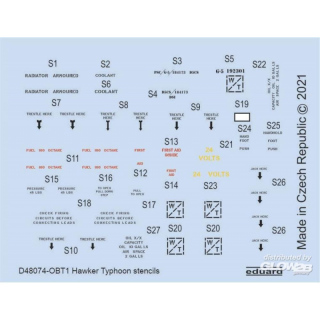 Hawker Typhoon stencils 1/48 for HASEGAWA