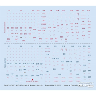 MiG-15 Czech & Russian stencils 1/48 for BRONCO