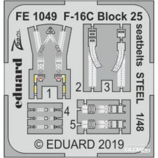 F-16C Block 25 seatbelts STEEL for Tamiya