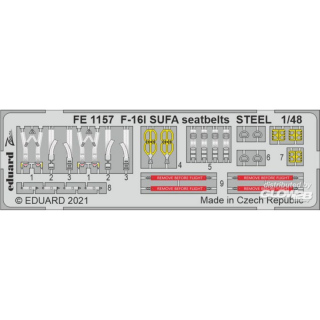 F-16I SUFA seatbelts STEEL 1/48 for KINETIC