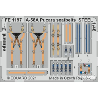 IA-58A Pucara seatbelts STEEL 1/48 for KINETIC