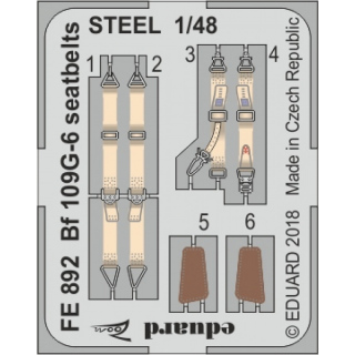 Bf 109G-6 seatbelts STEEL - 1/48