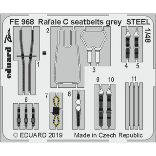 Rafale C seatbelts grey STEEL - 1/48