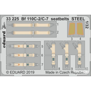 Bf 110C-2/C-7 seatbelts STEEL for Revell