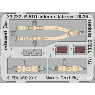 P-51D interior late ser. 20-35 seatbelts STEEL f.Tamiya
