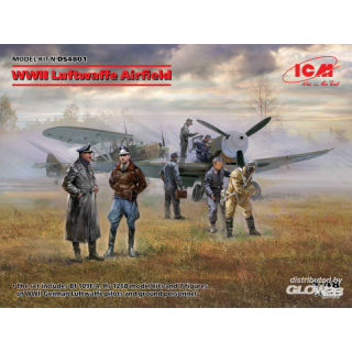 WWII Luftwaffe Airfield(MesserschmittBf109F-4,Hs126B-1,Pilot,Ground Pers(7 fig