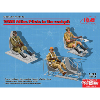WWII Allies Pilots in the cockpit (British,Amarican,Soviet)(100%new molds)