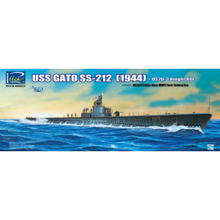 USS Gato SS-212 (1944) WWII Submarine w. OS2U-3 Kingfisher - Riich Models 1/200