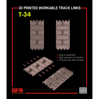 3D-Printed Workable Track Links for T-34 - Rye Field Model 1/35