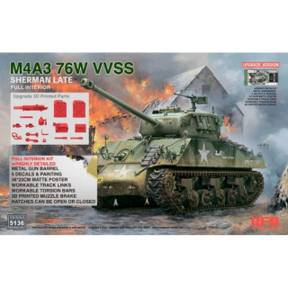 M4A3 Sherman 76W VVSS Late w. Full Interior Upgrade Version - Rye Field Model 1/35