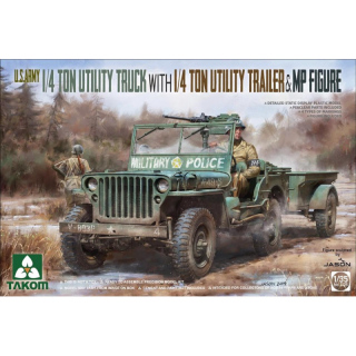 U.S.Army 1/4 ton Utility Truck w.Trailer & MP Figure - Takom 1/35