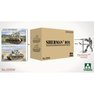 SHERMAN Box (M4A1(76w) HVSS + M1 Super Sherman + 1/16 US Army Tank Crewman) - Takom 1/35