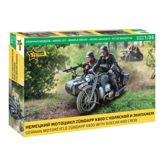 German Motorcycle Zndapp K800 w. Sidecar and Crew - Zvezda 1/35